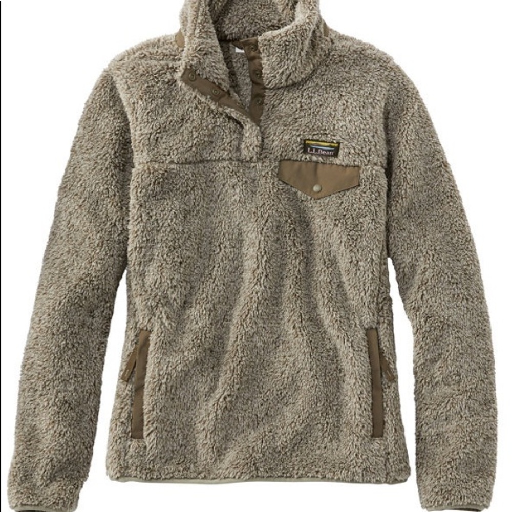 L.L. Bean Women's Taupe Sherpa Pullover Jacket
